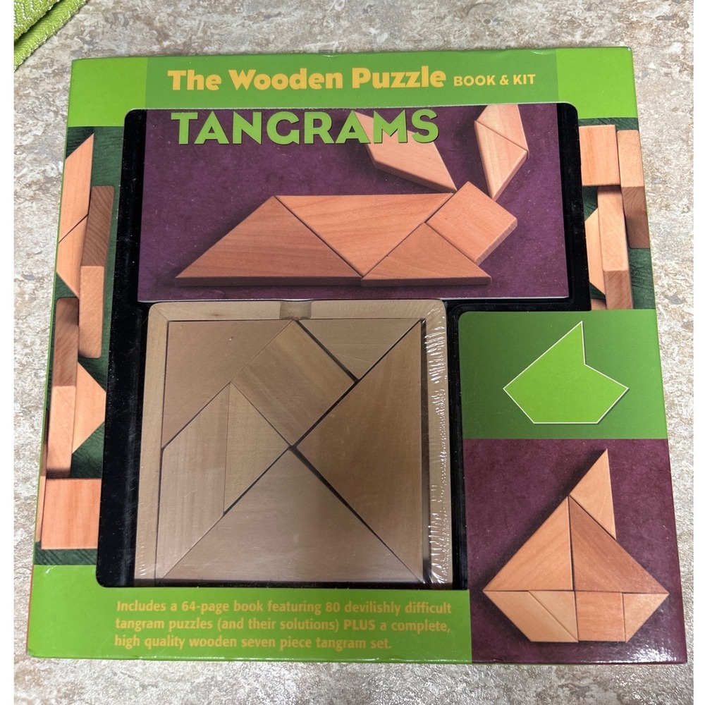 Mud Puddle Books Tangrams The Wooden Puzzle Book & Kit 7 Piece Set 80 Puzzles